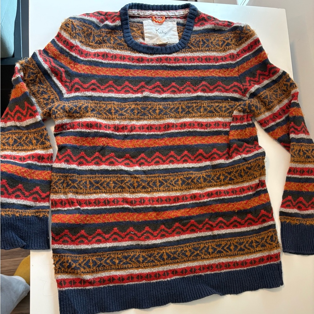Koto Men's Multicolor Striped Wool Blend Sweater